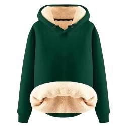 Elogoog Damen Pullover Hoodie Dickes Schwergewicht Sherpa gefüttert Känguru Tasche Winter Winddicht Warm Fleece Sweatshirt Einfarbig Hoodie Sweatshirt Teddy Fleece Kapuzenpullover（a-Grün,M） von Elogoog