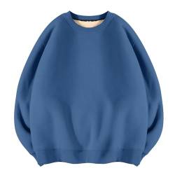 Elogoog Damen Pullover Hoodie Dickes Schwergewicht Sherpa gefüttert Känguru Tasche Winter Winddicht Warm Fleece Sweatshirt Einfarbig Hoodie Sweatshirt Teddy Fleece Kapuzenpullover（b-Blau,L） von Elogoog