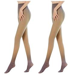 Elogoog Thermostrumpfhosen für damen Fleece Strumpfhose 2PCS Gefütterte Strumpfhose Winter Gefälschte Durchscheinend Plüschstrümpfe Pantyhose Warmer Leggings 90G-200G（Kaffee #2-200G） von Elogoog