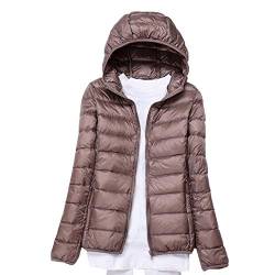 Elonglin Damen Daunenjacke Ultraleichter Kapuze Kurze Winter Mantel Plus Size Khaki L von Elonglin