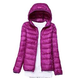 Elonglin Damen Daunenjacke Ultraleichter Kapuze Kurze Winter Mantel Plus Size lila XL von Elonglin