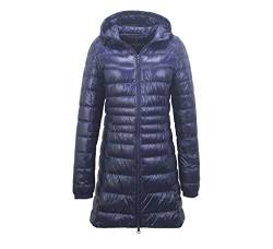 Elonglin Damen Daunenjacke Ultraleichter Mittellange Kapuze Winter Mantel Plus Size Dunkelblau M von Elonglin