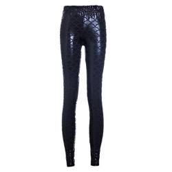 Elonglin Damen Leggings Sexy Mermaid Meerjungfrau Glanz Leggings Fisch Schuppen Scale Glänzend Strumpfhose Hose Frau Pants Schwarz DE M(Asie XL) von Elonglin