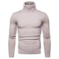 Elonglin Herren Baumwolle gestrickte Stehkragen Pullover Sweatshirt Herbst Winter Slim Fit (DE XS (Asien M), Beige) von Elonglin