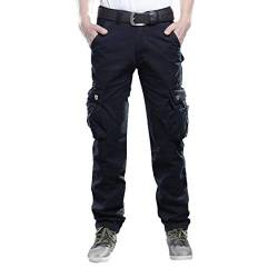 Elonglin Herren Jungen Cargo Hose Lässig Lange Cargopants Freizeit Outdoors Multi Taschen Schwarz DE 52-54 (Asie 36): Taille 93.3cm/34 “ von Elonglin