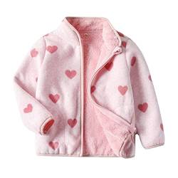 Elonglin Kinder Polarfleece Fleecejacke für Mädchen Übergangsjacke Stehkragen Jacke Cardigan Rosa A DE 130(Asien 140) von Elonglin