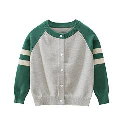 Elonglin Kinder Strickjacke für Jungen Basic Knöpfe Cardigan Übergangsjacke Hoodie Sweatershirt Grün Grau DE 110(Asien 120) von Elonglin