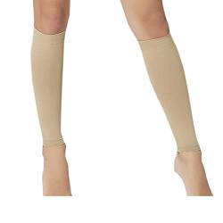 Elonglin Unisex Kompression Beinlinge Beinstulpen Abnehmen,Erholung, Sport, Linderung von Wadenschmerzen, Krampfadern 1 Paar Beige XXL von Elonglin