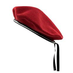 Elosegui Baskenmütze, Militärdesign, 100 % Merinowolle, verstellbares Band, Rot 50, One size von Elosegui
