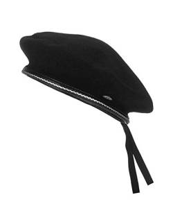 Elosegui Baskenmütze, Militärdesign, 100 % Merinowolle, verstellbares Band, Schwarz , One size von Elosegui