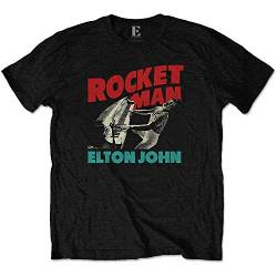 Elton John Offizielles T-Shirt mit Rocketman-Logo, Piano Gr. M, Schwarz von Elton John