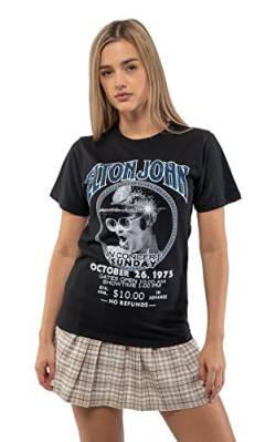 Elton John Unisex Diamante in Concert Logo Official Black T-Shirt, L von Elton John