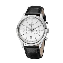 Elysee Herrenuhr Heritage II 43 Leder 5 ATM saphirbeschichtet Herren schwarz weiß von Elysee