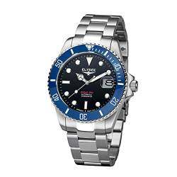 Elysee Herrenuhr Ocean PRO Ceramic 40mm Edelstahl 20 ATM Saphirglas Herren lumineszierende Zeiger und -Indizes, Datumsanzeige Silber blau von Elysee