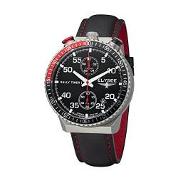 Elysee Herrenuhr Rally Timer I 44mm Leder 10 ATM saphirbeschichtet Herren Chronograph schwarz Silber von Elysee