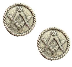 Anstecker mit Freimaurer-Wappen, quadratisch, handgefertigt, aus englischem Zinn, inkl. Geschenkbeutel, 59 mm Anstecker von Emblems Gifts