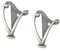 Anstecknadel mit Harfe, Irland, handgefertigt, aus englischem Zinn, inkl. Geschenkbeutel, 59 mm, 2 Stück von Emblems Gifts