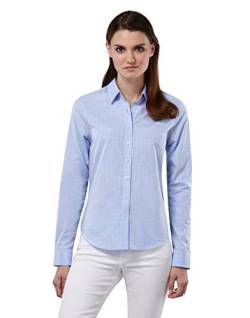 Embraer Damen Bluse 100% Baumwolle mit Kontrasteinlage Casual-fit - Normale Passform Langarm Hemdbluse elegant festlich Kent-Kragen auch für Business und unter Pullover blau/weiß 36 von Embraer