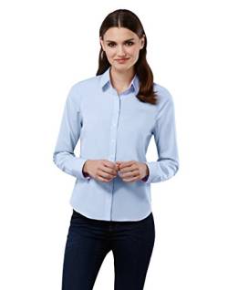 Embraer Damen Bluse 100% Baumwolle mit Kontrasteinlage Casual-fit - Normale Passform Langarm Hemdbluse elegant festlich Kent-Kragen auch für Business und unter Pullover hellblau 36 von Embraer