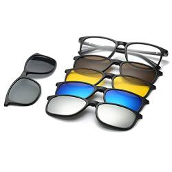 Embryform Sonnenbrillen Vorhänger Brille Aufsatz Clip On Polarisiert, 5 Farben+1 Brillengestell, Braun Gelb Grün usw. von Embryform