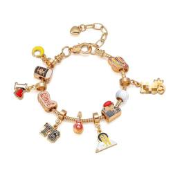 Emibele Taylor Charm-Armband, Liebesherz-Anfang Armband mit Taylor-Zubehör, DIY-inspiriertes Armreif-Herstellungsset, Schmuck für Frauen Mädchen Teenager Konzert, Gold von Emibele