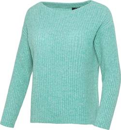 Emilia Parker Damen Rippenstrick-Pullover, Strickpulli mit feiner Baumwolle, mit U-Boot-Ausschnitt & Rippenstrick, für sportlich-Elegante Looks in Beruf & Freizeit, Türkis, Gr. 46 von Emilia Parker