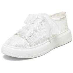 Emily Bridal 115-12C Frauen Hochzeit Sneakers Flats Tennisschuhe Blume Spitze Sneakers,Elfenbein,40 EU von Emily Bridal