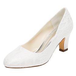 Emily Bridal Brautschuhe Damen Seide wie Satin Stöckel Absatz geschlossene Zehe Pumps, 39 EU, Ivory von Emily Bridal