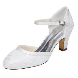 Emily Bridal Brautschuhe Damen Spitze Satin Stiletto Pumps Sandalen (EU42, White) von Emily Bridal