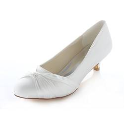 Emily Bridal Brautschuhe Frauen Satin Kitten Heel Geschlossene Zehe Pumps, 40 EU, Ivory von Emily Bridal