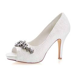 Emily Bridal Elfenbein Hochzeit Schuhe Peep Toe Slingpumps Brautschuhe Frauen High Heels (EU35, Elfenbein) von Emily Bridal