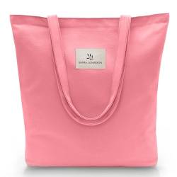 Emma Jonasson Jutebeutel mit Reißverschluss - Stilvoller Shopper Damen mit Innentasche - Einkaufstasche mit langem Henkel - perfekte Tasche als Tote bag, Schultertasche, Stofftasche groß rosa von Emma Jonasson