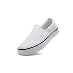 Low-Top Slip Ons Damen Fashion Sneakers Casual Canvas Sneakers für Frauen Bequeme Wohnungen Atmungsaktive Gepolsterte Innensohle Slip on Sneakers Frauen Low Slip on Schuhe, Weiss/opulenter Garten, von Emma Shoes