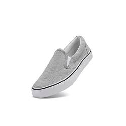 Low-Top Slip Ons Damen Mode Sneakers Casual Canvas Sneakers für Frauen Bequeme flache atmungsaktive gepolsterte Innensohle Slip on Sneakers Frauen Low Slip on Schuhe, Jersey Grau, 39 EU von Emma Shoes