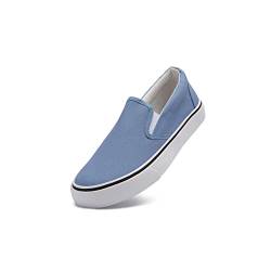 Low-Top Slip Ons Damen Mode Sneakers Casual Canvas Sneakers für Frauen Bequeme flache atmungsaktive gepolsterte Innensohle Slip on Sneakers Frauen Low Slip on Schuhe, hellblau, 44 EU von Emma Shoes