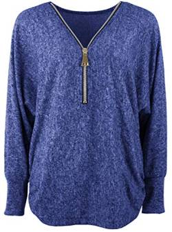 Emma & Giovanni - Damen - Langarmshirt - Pullover Zip - Top & Shirt (Blau, M-L) von Emma & Giovanni