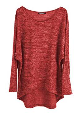 Emma & Giovanni - Pullover Tunika T-Shirt Oversize - Damen (Rot, S-M) von Emma & Giovanni