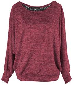 Emma & Giovanni - Sweatshirt Pullover Mit Spitzenrücken, Loose Fit - Damen (Bordeaux, L-XL) von Emma & Giovanni