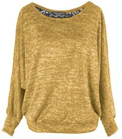 Emma & Giovanni - Sweatshirt Pullover Mit Spitzenrücken, Loose Fit - Damen (Senf, M-L) von Emma & Giovanni