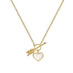 Emmie Jewelry Damen Halskette 18K Vergoldet mit Anhänger Heart-Arrow I Hochwertige Kette für Frauen, Mädchen mit Herz-Pfeil Gravur I Modeschmuck Halsketten Nickelfrei (Gold) von Emmie Jewelry