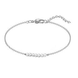 Emmie Jewelry Zierliches Perlen-Armband für Damen, Frauen und Mädchen – Handmade Armbänder Schmuck mit Perle Armkette Freundschaft (Silber) von Emmie Jewelry