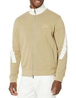 A｜X ARMANI EXCHANGE Herren Trainingsjacke mit diagonalen Colorblockärmeln Sweatshirt, Baumhaus/Cannoli Creme, X-Large von Emporio Armani