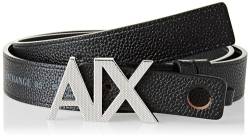 Armani Exchange Casual Leather, on Tone Logo Buckle Belt, Black, 80 von Emporio Armani