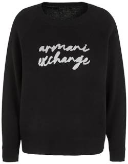 Armani Exchange Damen Knit Front Logo Wool Blend Pullover Sweater, Schwarz, XS EU von Armani Exchange