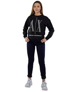 Armani Exchange Damen Studded Icon Sweatshirt Sweatshirt, Schwarz, S von Emporio Armani