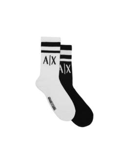 Armani Exchange Herren Logo Crew Socks Winter-Zubehr-Set, Nero/Bianco/Black/White, X-Large von Emporio Armani