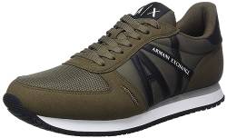 Armani Exchange Herren Micro Suede, Comfort Fit, lace up Sneaker, Crocodile/Blue, 45 EU von Emporio Armani