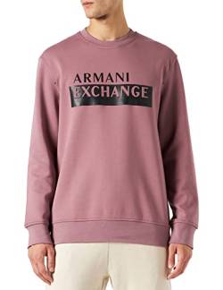 Armani Exchange Herren Round Neck, Long Sleeve, Maxi Logo On Front Pullover Sweater, Grape Shake, XS von Emporio Armani