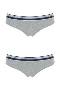 EMPORIO ARMANI Damen-Slip aus Stretch-Baumwolle mit Logoband im 2er-Pack, HELLGRAU MELANGE, S von Emporio Armani