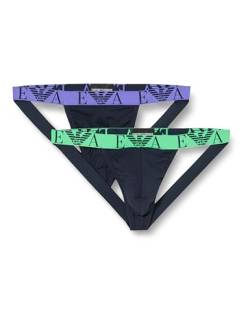 Emporio Armani Herren (Vuoto) Bold Monogram 2PACK Jockstrap, Marine/Marine, L (2er Pack) von Emporio Armani